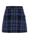 Msgm Black And Blue Skorts With Check Motif In Fabric Woman In Black