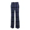 Msgm Checked-panel Cotton Trousers In Blue