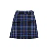 Msgm Black And Blue Tartan Tweed Skort In Black