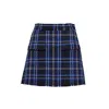 Msgm Black And Blue Tartan Tweed Skort