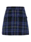 Msgm Black And Blue Skorts With Check Motif In Fabric Woman In Black