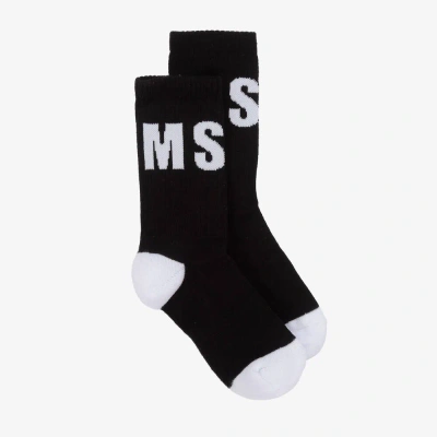 Msgm Black & White Cotton Ankle Socks