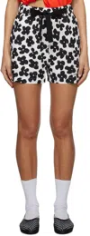 Msgm Black & White Floral Shorts In 99 Black