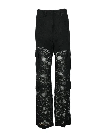 Msgm Black Blend Regular Fit Trousers