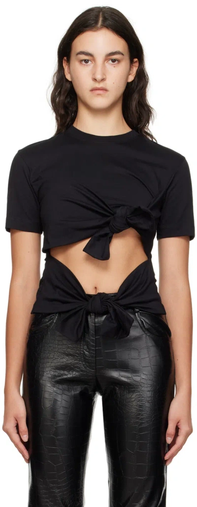 Msgm Black Bow T-shirt In 99 Black