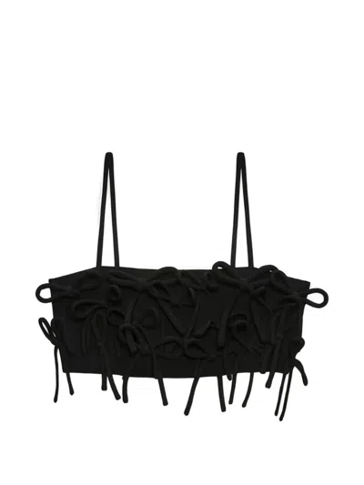 Msgm Black Cady Cropped Top