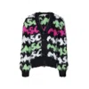 Msgm Brushed-effect Intarsia-knit Cardigan In Multicolor