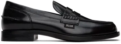 Msgm 15mm Leather Loafers In 99 Black
