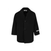 Msgm Black Coat For Kids With Logo In Black
