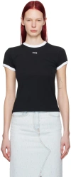 Msgm Black Contrast T-shirt In 99 Black