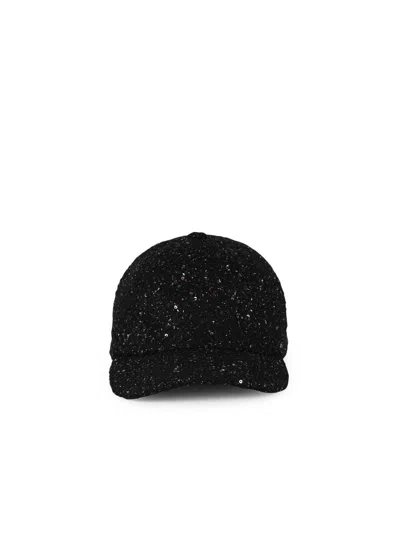 Msgm Sequin-embroidered Baseball Cap In Black