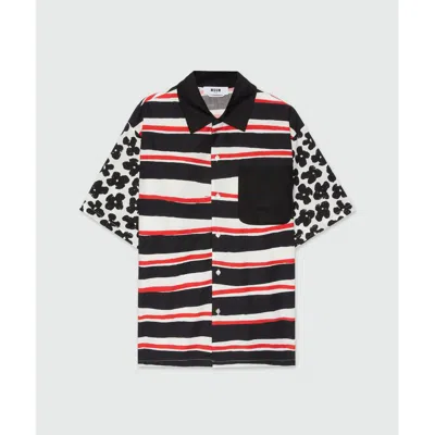 Msgm Black Cotton Blouse In Multi