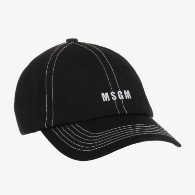 Msgm Black Cotton Cap