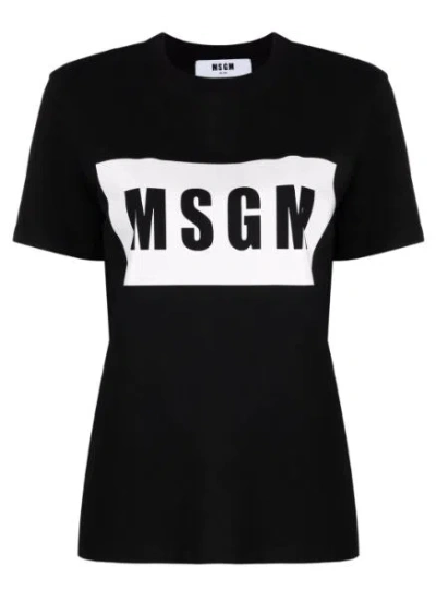 Msgm Black Cotton Clothing T-shirts And Polos