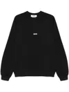 Msgm Black Crewneck Logo Sweatshirt In Black