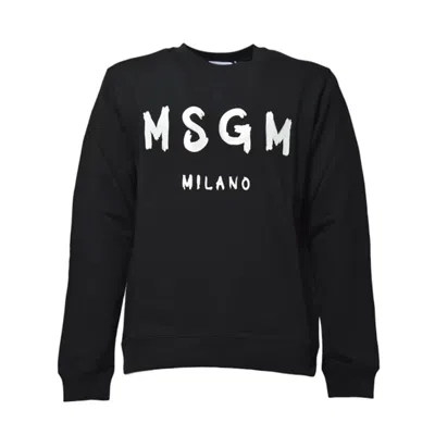 Msgm Black Cotton Crewneck Sweatshirt
