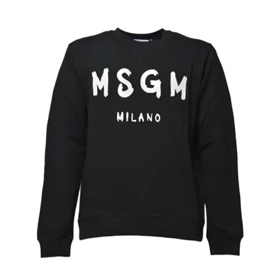 Msgm Black Cotton Crewneck Sweatshirt
