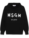 Msgm Black Cotton Crewneck Sweatshirt With Logo In Black
