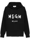 Msgm Black Cotton Crewneck Sweatshirt With Logo In Black