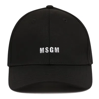 MSGM MSGM BLACK COTTON HATS