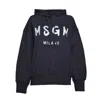 Msgm Woman Black Oversize Hoodie With White Logo In Black