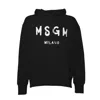 Msgm Black Cotton Crewneck Sweatshirt With Logo In Black