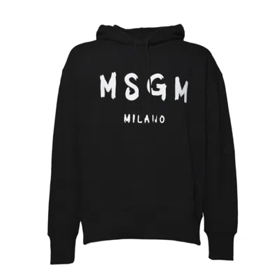 MSGM MSGM BLACK COTTON HOODIE
