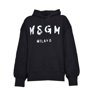 MSGM MSGM BLACK COTTON HOODIE