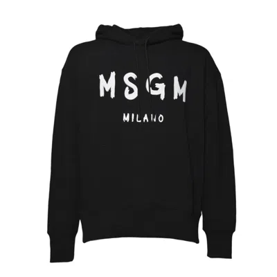 MSGM BLACK COTTON HOODIE