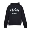 Msgm Black Cotton Hoodie In Black