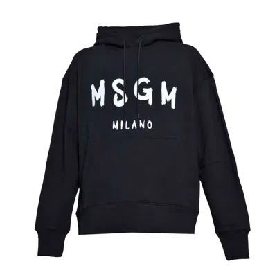MSGM BLACK COTTON HOODIE