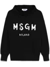 Msgm Black Cotton Crewneck Sweatshirt With Logo In Black
