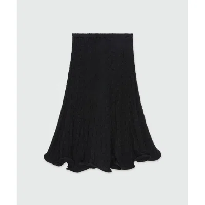 Msgm Black Cotton Midi Skirt