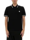 Msgm Cotton Polo With Short Sleeves And Contrasting Collar In Black