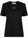 Msgm Black Cotton Short-sleeved T-shirt With Logo