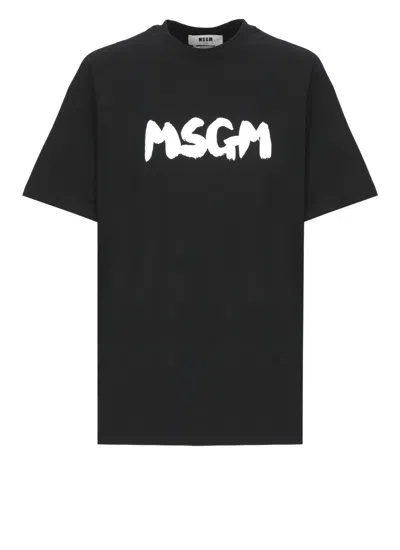 Msgm Black Cotton T-shirt