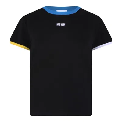 MSGM MSGM BLACK COTTON T-SHIRT