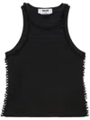 Msgm Black Cotton Top In Black