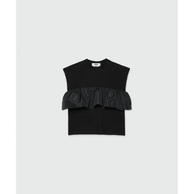 Msgm Black Cotton T-shirt In Animal Print