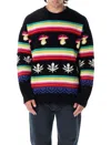Msgm Black Crew Neck Sweater In Black