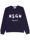 Msgm Black Crewneck Sweatshirt With Logo Print