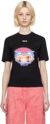 Msgm Black Crewneck T-shirt In 99 Black
