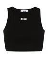 Msgm Logo-embroidered Cropped Top In Black