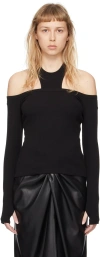Msgm Black Cutout Long Sleeve T-shirt In 99 Black