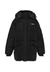 Msgm Black Down Jacket For Kids With Logo In Black