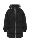 Msgm Black Down Jacket For Kids With Logo In Black