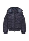 Msgm Black Down Jacket For Kids With Logo In Multi