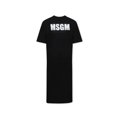 Msgm Kids' Black Dress For Girl With Logo