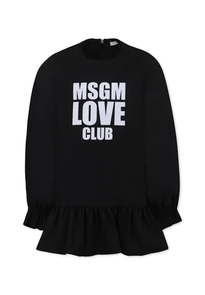 MSGM BLACK DRESS FOR GIRL WITH LOGO