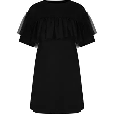 Msgm Kids' Black Dress For Girl With Logo